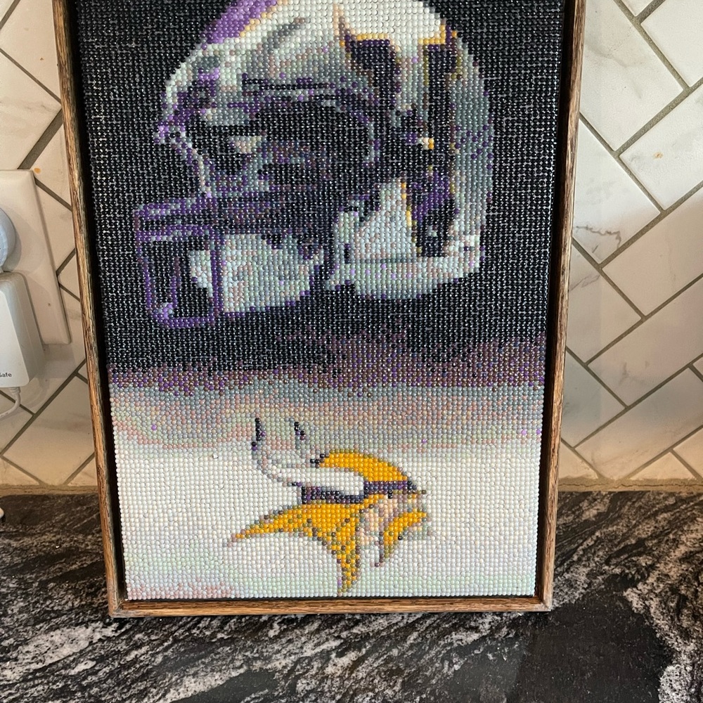 Finished diamond painting with handmade oak frame ready to hang each price 65.00